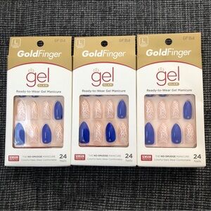 Kiss Goldfinger Gel Glam Blue Lace Long Nails